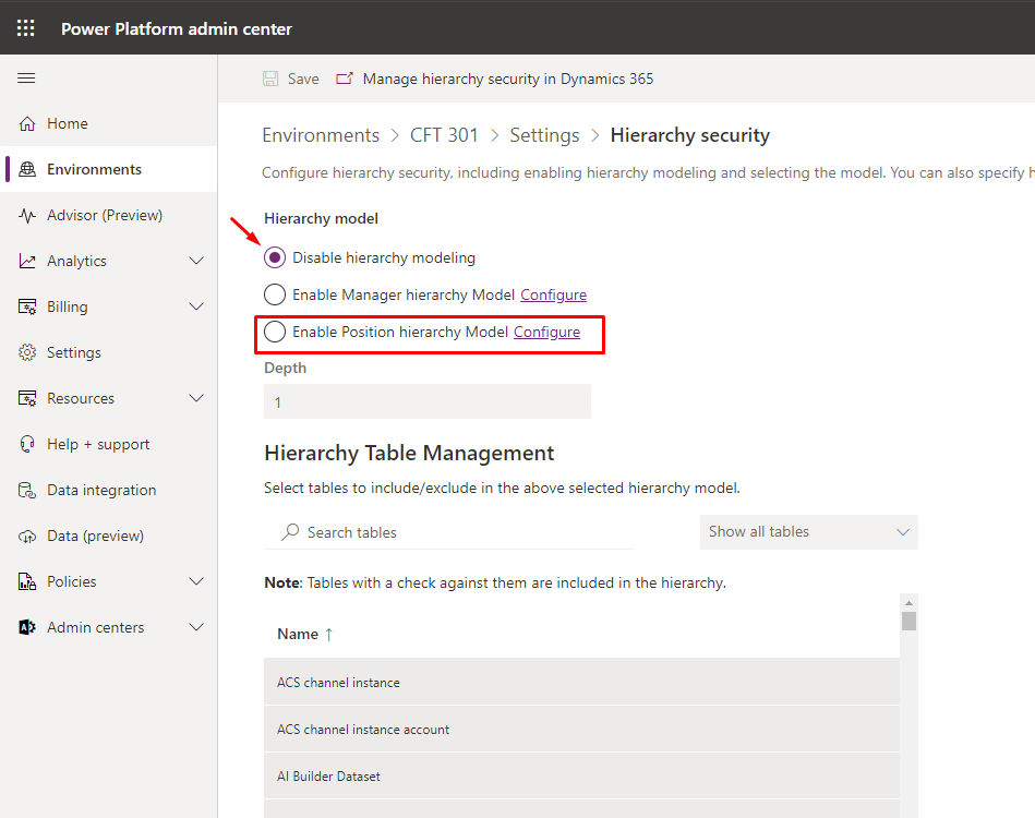 Hierarchy Settings in Dynamics 365 CE | Power Platform Admin Center